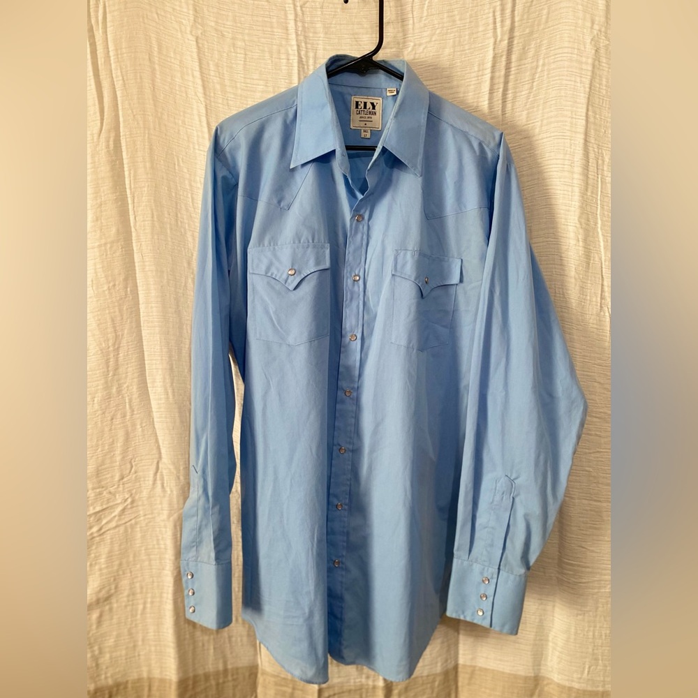 Ely Cattleman Blue Casual Button Down Shirt